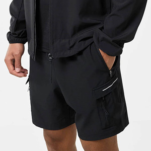 OEM Custom Logo <b>Men's</b> <b>Summer</b> Windbreaker <b>Jacket</b> And Shorts Sets Breathable Poly Bi-Stretch Fabric <b>Men</b>’s Active & Sportswear Set - Product Image 5