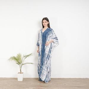 Womens Blue Printed <b>Kaftan</b> Maxi Dress Loose Fit Boho Beach Cover Up <b>Long</b> Lounge Dress - Product Image 2