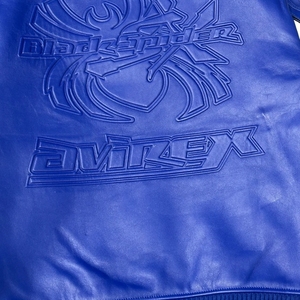 Veste en cuir bleu Avirex Super Spider Racing pour l'hiver, vente en gros B2B |   Blouson de moto pour homme de qualité supérieure avec fermeture éclair, couleur personnalisée, service OEM - Product Image 2