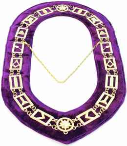 Colliers de maçonnerie plaqués or pour maîtres maçons avec fond violet – Colliers de maçonnerie - Product Image 1