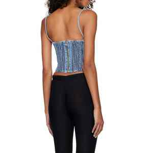 Top Corto de Mezclilla Azul Ecológico para Mujer, sin Mangas, con Cuello Cuadrado, Tirantes en los Hombros, Dobladillo Recortado, Transpirable y de Secado Rápido - Product Image 2