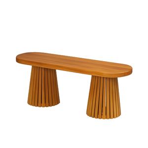 Banc ovale en bois moderne | Design élégant à double piédestal pour espaces intérieurs et extérieurs | Vietnam Manufacturer - Product Image 1