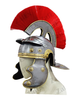 Casque de Centurion Romain avec Plume Rouge en Acier Doux, Armure Médiévale de Chevalier pour Reconstitutions Historiques, Expositions et Fêtes d'Halloween