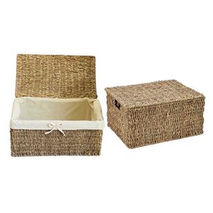 Panier de rangement PHU HAO Premium en osier et jonc de mer écologique avec cadre métallique, organisateur multifonctionnel pour cuisine, garde-manger et salle de bain - Product Image 1