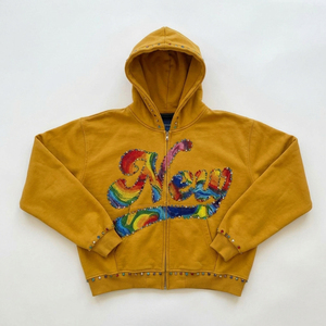 Sweat-shirts à capuche en molleton imprimé numérique, écologiques, avec strass, à faible MOQ, prix de gros abordable, pour hommes, avec fermeture éclair et strass - Product Image 6