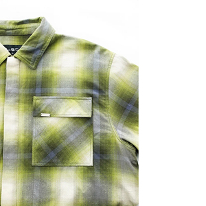 Camisas de Franela a Cuadros Verdes para Hombre, Estilo Urbano, Casual, de Moda, Manga Larga, Cuello Camisero, Otoño, Tejidas - Product Image 6