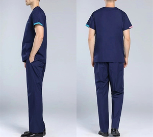 Unisex V-Neck Scrub Suits Quick Dry Cotton Spandex Hot Selling OEM <b>Nursing</b> Scrub Sets Customized Logo Medical Hospital Uniforms - Product Image 5