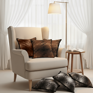 6PC Pixelated Comfort Decorative <b>Pillowcase</b> Set 3x 45cm <b>Square</b> Cushion Covers Caramel Throw Pillows - Product Image 1