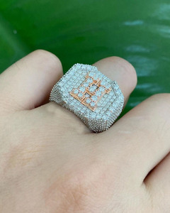 Custom H Letter Moissanite Diamond Hip Hop <b>Ring</b> <b>Iced</b> Initial Letter 925 Sterling Silver Gold Plated Animal Design Men's Champion - Product Image 3