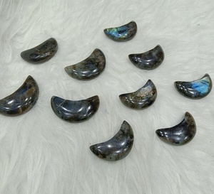 Polished Labradorite Stone <b>Moon</b> Shape Carved SCULPTURE Healing <b>Crystal</b> for Reiki and Home Decor Art Collectible Gujarat - Product Image 2