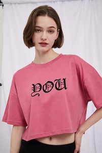 T-shirt court rose pour femme avec logo DOT, coupe classique, col rond, manches courtes, tenue décontractée d'été - Product Image 2