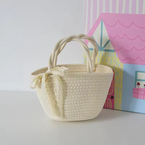 Natural Straw Woven Durable Fashion Tote <b>Bag</b> with Braided Handles and <b>White</b> Tassels for Shopping - Product Image 4