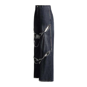 Muzamin Apparel, fabricant professionnel de jeans évasés pour femmes à taille mi-haute, en coton respirant, avec impression personnalisée, style vintage, fabrication en usine - Product Image 4
