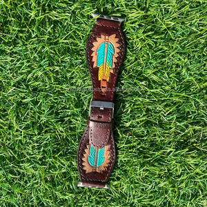 Limited Edition Real Handcrafted Genuine <b>Tooled</b> Leather Compatible Smart Watch Band High Quality Real Leather Custom Unisex Gift - Product Image 3