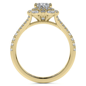 Anillo de compromiso de diseño elegante con diamante cultivado en laboratorio de 14k/18k, corte pera, marquesa, halo, tallo dividido y ovalado, para mujeres y niñas, ideal para fiestas. - Product Image 4