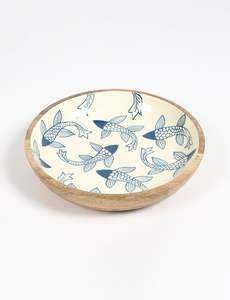 Tazón Redondo de Madera Antigua con Estampado Esmaltado para Servir, Decorativo para Mesa de Comedor, para Frutas, Ensaladas y Pasta - Product Image 2