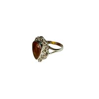 Unisex 925 Sterling Silber Birnenförmiger Edelstein-Ring, Trendiges Blumendesign mit Fassung, für Hochzeit, Jubiläum, Party, Krittika