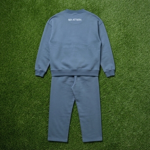 Ensemble de survêtement décontracté pour homme, sweat-shirt à col rond bleu ardoise et pantalon de jogging assorti, deux pièces, streetwear, loungewear - Product Image 5