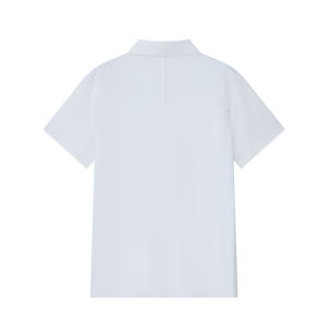 เสื้อโปโลแขนสั้นสีขาวสำหรับผู้ชาย ทรงปกติ สีพื้น ผ้าฝ้ายปิเก้ สไตล์ลำลอง - Product Image 2