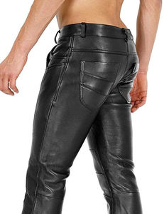 Pantalones de cuero con logotipo personalizado para hombres adultos, hechos con cuero de alta calidad, pantalones de cuero de diseño personalizado en oferta. - Product Image 4