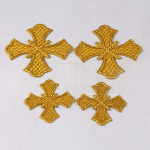 Croix dorées brodées, patchs à coudre sur tissu, badges, appliques au crochet, broderie à la main / Croix pour vêtements religieux à vendre, pour vêtements - Product Image 2