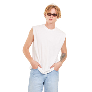 Camiseta sin mangas de punto 100% algodón para hombre, oversize, color liso, para fitness, culturismo, transpirable, estilo urbano. - Product Image 2