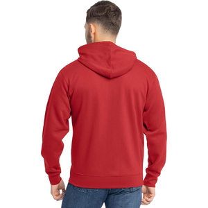 <b>Men's</b> <b>Red</b> Hooded Zip-Up <b>Sweatshirt</b> Regular Fit Casual Autumn Wear 100% Cotton Fleece Knitted Solid Color - Product Image 5