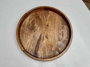 Bol de service rond en bois, plateau de service en bois naturel, bol décoratif pour dîner, vaisselle de cuisine - Product Image 4