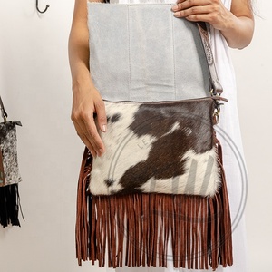 New Real Hand Tooled Floral Print Cowhide Fur Leather Tote Bags Stylish Western Lady Evening Bag Tooled Clutch <b>Unique</b> Combo Sets - Product Image 6