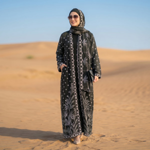 Open Front Loose Breathable <b>Abaya</b> with Matching Hijab for Muslim Women Modest Wear <b>Prayer</b> Islamic Floor Length Dubai Style - Product Image 1
