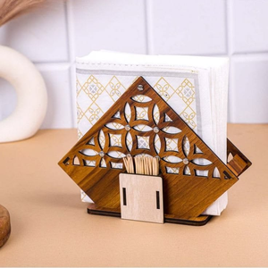 Handcrafted Timber <b>Tissue</b> Dispenser Wooden Table Napkin Organizer Farmhouse Kitchen Dining <b>Paper</b> Holder Decorative Rack - Product Image 5
