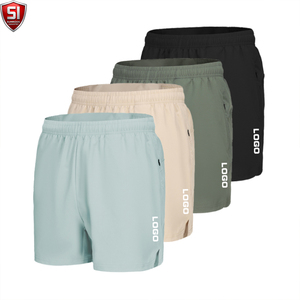 Shorts d'été pour hommes en polyester tricoté écologique, séchage rapide, taille mi-haute élastique avec cordon de serrage, décontracté, sport, gris clair - Product Image 5