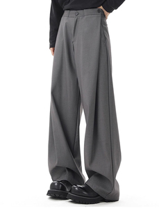 Pantalon de costume large pour homme, coupe décontractée, en polyester et coton de haute qualité, avec logo personnalisé, noir, printemps-automne, style décontracté chic - Product Image 2