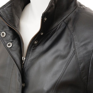 Veste en cuir véritable pour femmes, style motard, vente en gros, fabricant OEM, veste de motard en cuir de vachette personnalisée pour femmes, tendance - Product Image 5