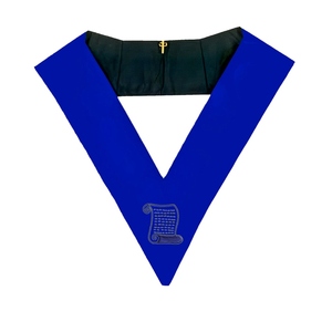 Collar de francmasón Orator Blue Lodge de terciopelo azul real con ribete plateado, soporte para joyas bordado a mano y cierre de gancho ajustable - Product Image 1