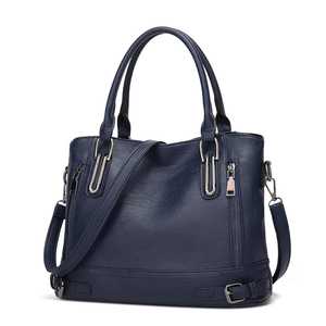 ZOLO LEATHERS Classic Navy Genuine Leather Handbag Top Handle Crossbody <b>Strap</b> Anti-Theft Multi-Functional Design for Daily Use - Product Image 2