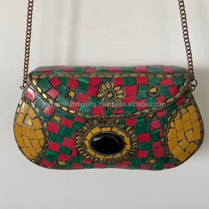 Bolso de mano artesanal de lujo con mosaico azul, bolsos de noche de embrague para fiesta de boda y aniversario de la mejor calidad a un precio - Product Image 1