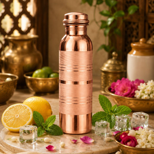 Handmade Artisan <b>Copper</b> Water <b>Bottle</b> Pure <b>Copper</b> <b>Drinking</b> <b>Bottle</b> for Daily Hydration Home Office and Travel - Product Image 4