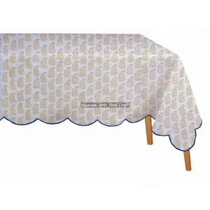 Hermosa Cubierta de Mesa Rectangular con Borde Festoneado, Estampada a Mano en Algodón, para Bodas, Restaurantes, Cocina y Comedor, Fabricante - Product Image 2