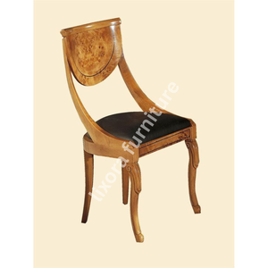Silla de Comedor de Madera de Burl Hecha a Mano de Lujo, Respaldo Curvo Elegante, Asiento Tapizado en Cuero Negro - Product Image 5
