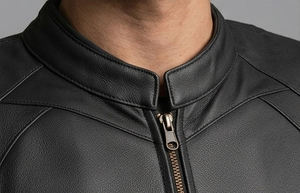 Unisex Leather <b>Racing</b> <b>Jacket</b> Full Sleeve Red Stripe Zipper Closure All Seasons Windproof & Waterproof Motorcycle Wear - Product Image 2