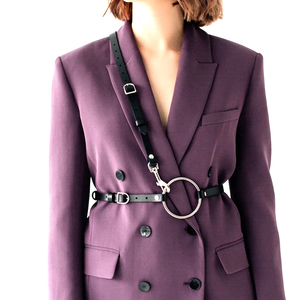 Fully Customized Multiple Buckle Holes Unique Cross-Body Shoulder Strap Handmade Black <b>Leather</b> Body <b>Harness</b> For Wholesale Rate - Product Image 1