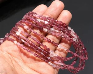 Cuentas Ovaladas de Turmalina Rosa Natural AAA+, Hilo de Piedras Preciosas Lisas de 15 Pulgadas, Venta al por Mayor para la Fabricación de Joyas - Product Image 3