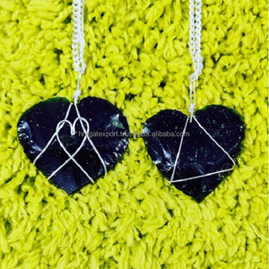 Vente en gros Fait à la main Feng Shui Petit Coeur Forme Opale Opalite Pendentif Collier Pierres Naturelles Cristaux Guérison Fil Enroulé Sculpté - Product Image 2