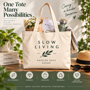 กระเป๋าผ้าแคนวาสแบบสั่งทำ Slow Living ดีไซน์มินิมอล ลายใบไม้พิมพ์ลาย ใช้ได้ทุกฤดู สำหรับช้อปปิ้งและเดินทาง - Product Image 4
