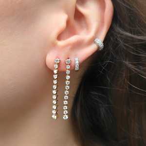 ต่างหูเพชรทรงหยดน้ำแบบยาว 10k 14k ทองคำแท้ 1.50 กะรัต เพชรทรงกลมเพาะเลี้ยง ดีไซน์เรียบหรู ซ้อนกันได้ โดดเด่นไม่ซ้ำใคร - Product Image 2