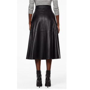 Jupe en cuir véritable noir pour femme, respirante, écologique, formelle, longueur genou, grande taille - Product Image 4