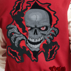 Men's <b>Red</b> White Hooded Letterman <b>Jacket</b> Winter Sportswear Mandarin Collar Regular Fit <b>Waterproof</b> Windproof Cotton Lined High - Product Image 4