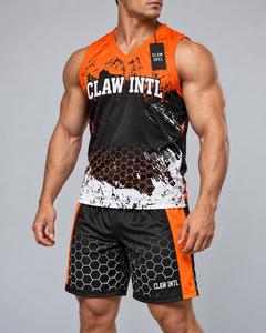 Ensemble d'uniformes de basket-ball pour hommes, orange et noir, impression par sublimation, polyester respirant, unisexe adulte - Product Image 3
