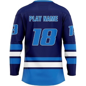 Custom Team Logo Printing Ice Hockey Jersey Wear Mesh Long Sleeve Breathable Eco-Friendly <b>Waterproof</b> Quick Dry 100% Polyester - Product Image 5